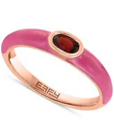 Effy Garnet (1/4 ct. t.w.) & Enamel Bezel Ring in 14k Rose Gold-Plated Sterling Silver