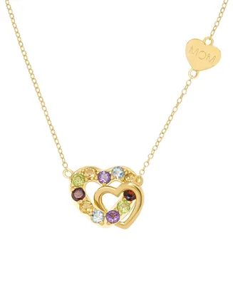 Multi-Gemstone Interlocking Hearts Mom 18" Pendant Necklace (1-1/6 ct. t.w.) in 14k Gold-Plated Sterling Silver