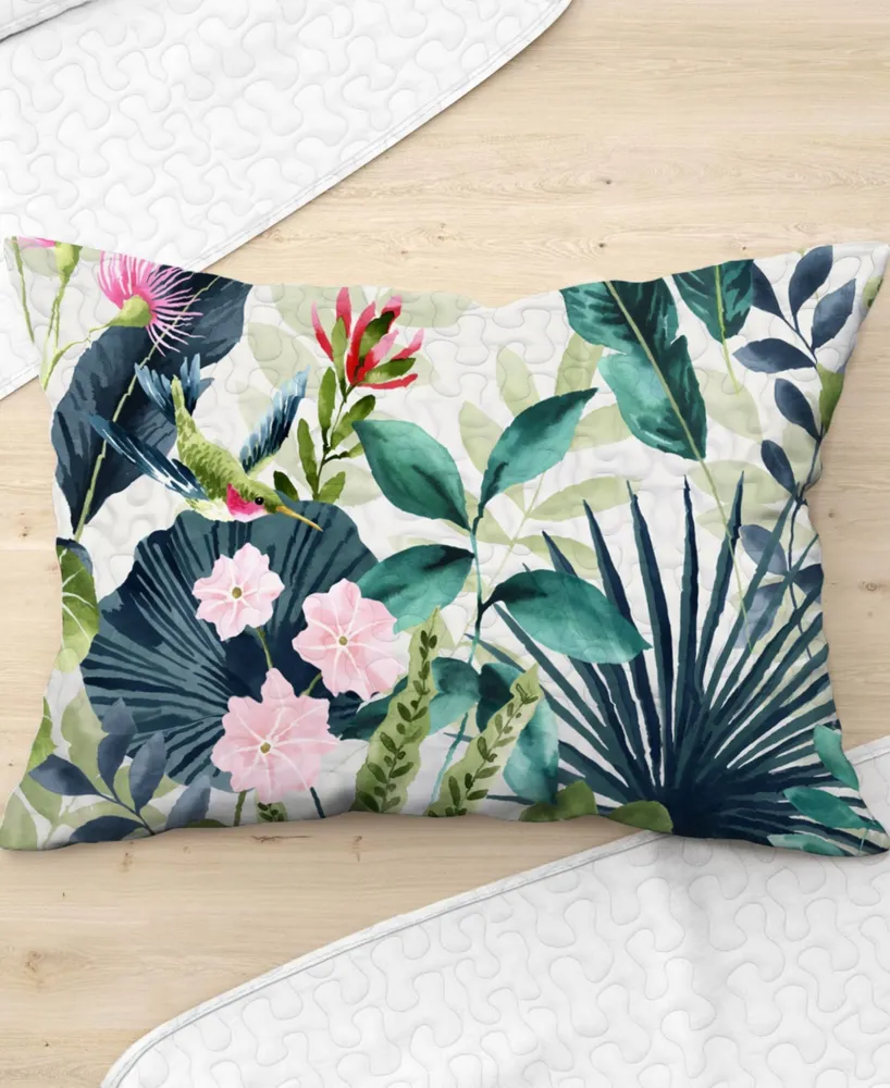 Elise and James Home Caicos Tropical Palm Wrinkle Resistant Piece Quilt Set