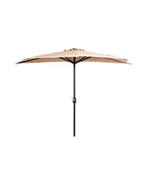 9 Ft Outdoor Half Market Umbrella with Black Round Weight Base Set