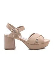 Xti Women's Suede Cross Strap Sandals By Xti, Beige