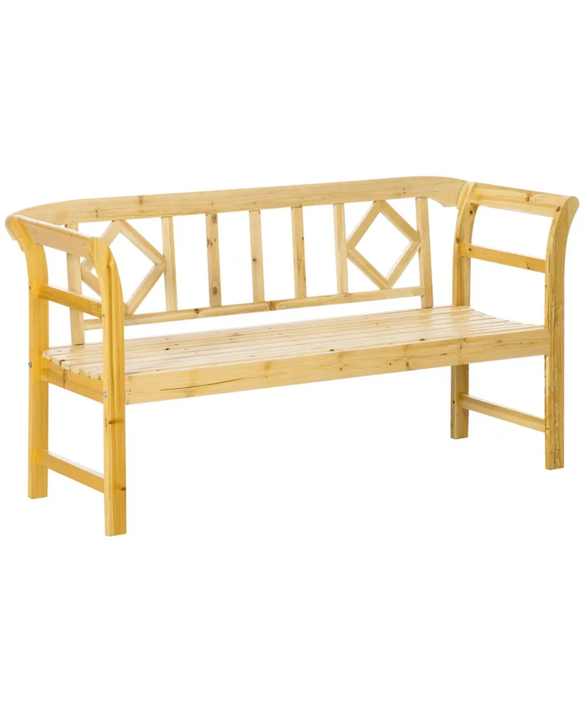 Outsunny Three-Person Wooden Bench, Three