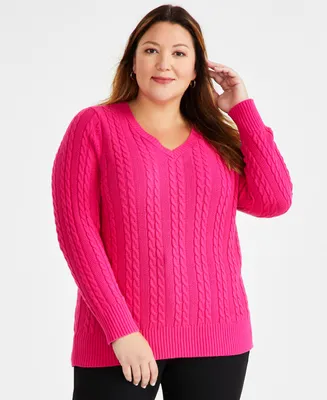 Style & Co Plus Size Cable Knit Sweater, Created for Macy's