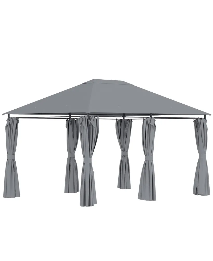 Outsunny 10' x 13' Outdoor Patio Gazebo, Canopy Shelter with 6 Removable Sidewalls & Steel Frame for Garden, Lawn, Backyard & Deck, Gray