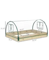 Outsunny 4' x 3' x 2' Raised Garden Bed with Greenhouse, Wooden Planter Box with Pvc Plant Cover, Roll Up Windows, Dual Use for Vegetables, Flowers, N