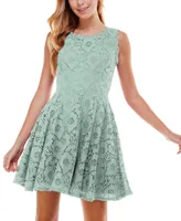 City Studios Juniors' Lace Fit & Flare Dress