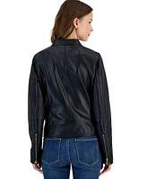 Sam Edelman Women's Leather Snap-Collar Jacket