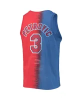 Men's Mitchell & Ness Drazen Petrovic Blue, Red New Jersey Nets Hardwood Classics Tie-Dye Name and Number Tank Top