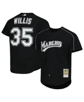 Men's Mitchell & Ness Dontrelle Willis Black Florida Marlins Cooperstown Collection Mesh Batting Practice Button-Up Jersey