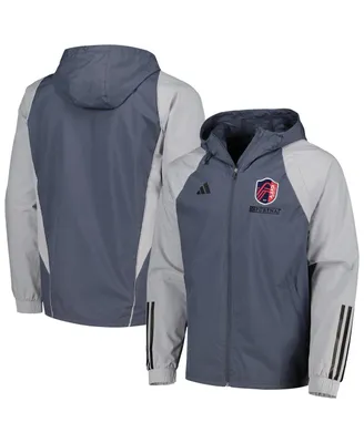 Men's adidas Charcoal St. Louis City Sc All-Weather Raglan Hoodie Full-Zip Jacket