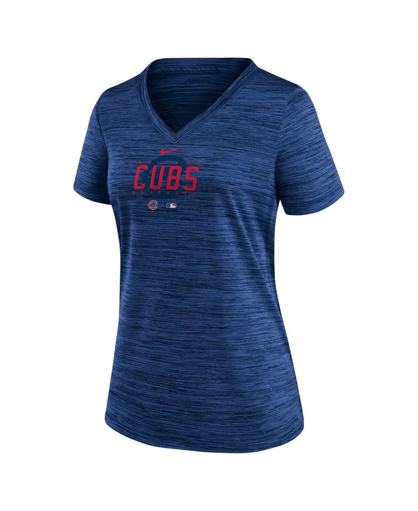 Women's Nike Royal Chicago Cubs Authentic Collection Velocity Practice Performance V-Neck T-shirt