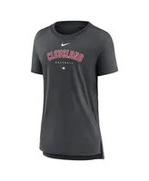 Women's Nike Heather Charcoal Cleveland Guardians Authentic Collection Early Work Tri-Blend T-shirt