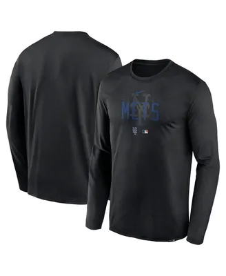 Men's Nike Black New York Mets Authentic Collection Team Logo Legend Performance Long Sleeve T-shirt