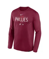 Men's Nike Burgundy Philadelphia Phillies Authentic Collection Team Logo Legend Performance Long Sleeve T-shirt