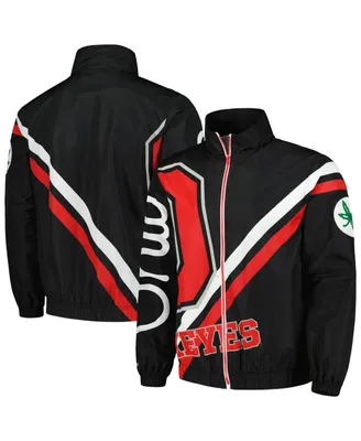Men's Mitchell & Ness Black Ohio State Buckeyes Exploded Logo Warm Up Full-Zip Jacket