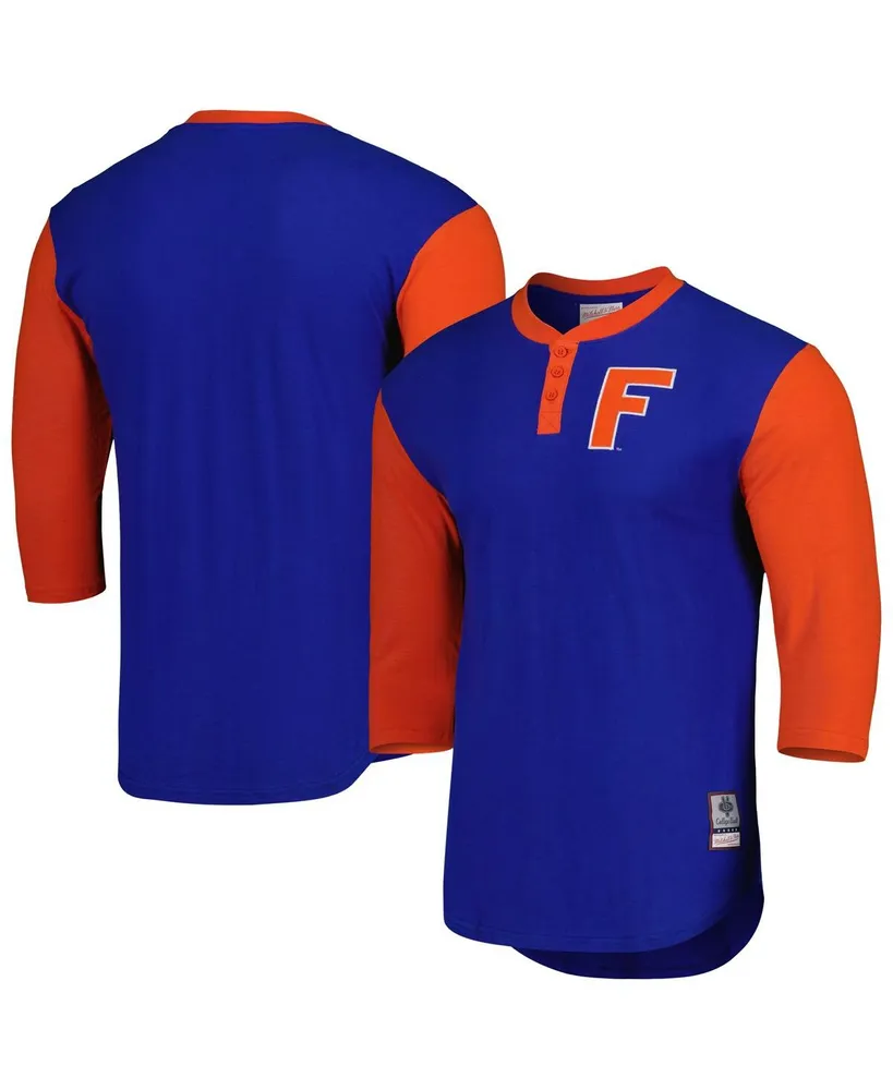 Men's Mitchell & Ness Royal Florida Gators Legendary Henley 3/4-Sleeve T-shirt