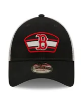 Men's New Era Navy, White Boston Red Sox Logo Patch 9FORTY Trucker Snapback Hat