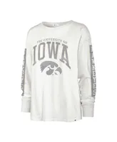 Women's '47 Brand White Iowa Hawkeyes Statement Soa 3-Hit Long Sleeve T-shirt