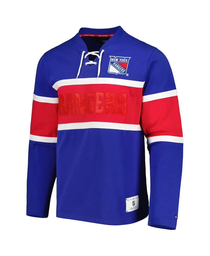 Men's Tommy Hilfiger Blue New York Rangers Walter Lace-Up Long Sleeve Top