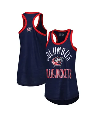 Women's G-iii 4Her by Carl Banks Navy Columbus Blue Jackets First Base Racerback Scoop Neck Tank Top