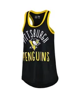 Women's G-iii 4Her by Carl Banks Black Pittsburgh Penguins First Base Racerback Scoop Neck Tank Top