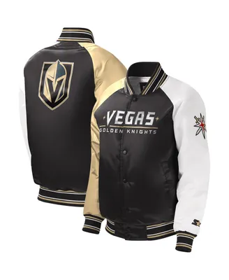 Big Boys and Girls Starter Black Vegas Golden Knights Raglan Full-Snap Varsity Jacket
