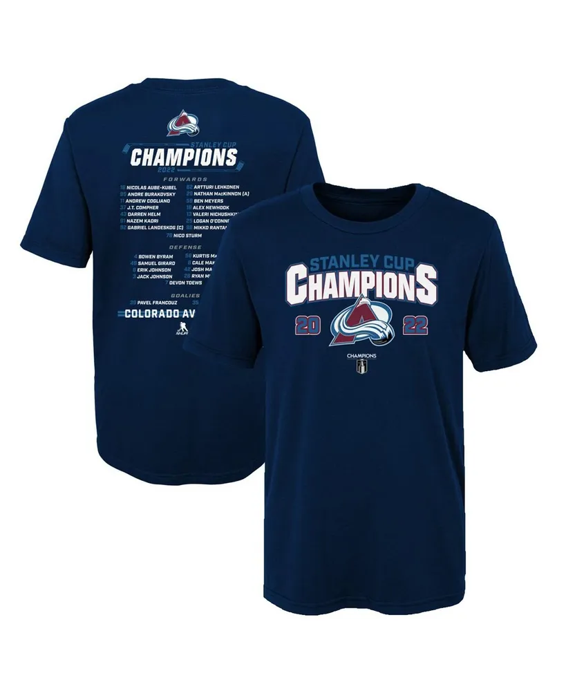 Preschool Boys and Girls Fanatics Navy Colorado Avalanche 2022 Stanley Cup Champions Roster T-shirt