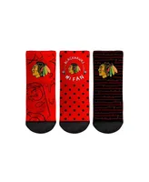 Toddler Boys and Girls Rock 'Em Socks Chicago Blackhawks #1 Fan 3-Pack Crew Socks Set