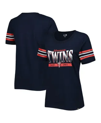 Women's New Era Navy Minnesota Twins Team Stripe T-shirt