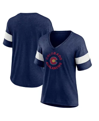 Women's Fanatics Heather Navy Colorado Avalanche Special Edition 2.0 Ring The Alarm Tri-Blend V-Neck T-shirt