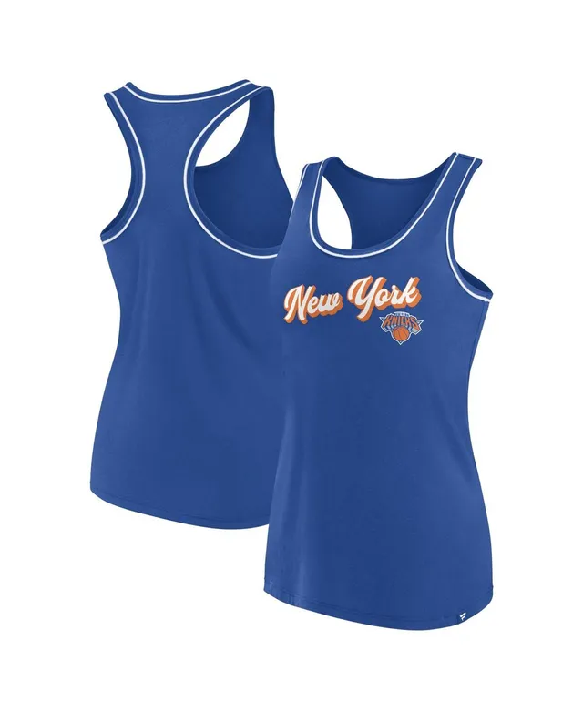 Women's Blue New York Knicks Showdown Scoop-Neck Racerback Tank Top