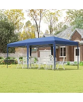 Outsunny 10' x 20' Pop Up Canopy with Sturdy Frame, Uv Protection, Carry Bag for Patio, Backyard, Beach, Garden, Blue