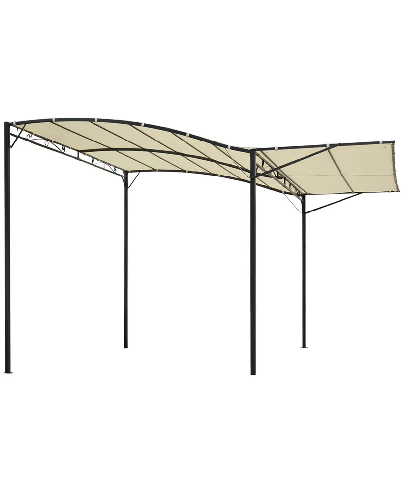 Outsunny 10' x 8' Outdoor Pergola and Patio Gazebo, Extendable Side Awning, Sun Shade Shelter for Garden, Camper, Deck, Doors and Windows, Beige