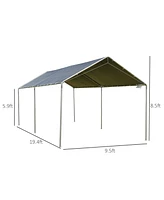 Outsunny 10'x20' Carport Heavy Duty Galvanized Car Canopy with Included Anchor Kit, 3 Reinforced Steel Cables