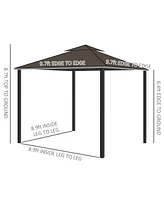 Outsunny 10' x 10' Patio Gazebo, 2 Tier Roof, Netting, Curtains, Outdoor Canopy Shelter for Garden, Lawn, Backyard Deck, Coffee