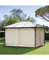 Outsunny 10' x 13' Universal Gazebo Sidewall Set with 4 Panels, 48 Hooks/C-Rings Included for Pergolas & Cabanas, Beige