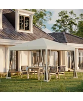 Outsunny Outdoor 10' x 10' Patio Gazebo Outdoor Pop-Up Canopy with Sidewalls, Instant Setup, 4 Mesh Walls for Party, Events, Backyard, Lawn