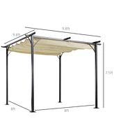 Outsunny 10 x 10 Retractable Patio Gazebo Pergola with Uv Resistant Outdoor Canopy & Strong Steel Frame