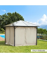 Outsunny 10' x 10' Universal Gazebo Sidewall Set with 4 Panels, 40 Hooks/C-Rings Included for Pergolas & Cabanas, Beige