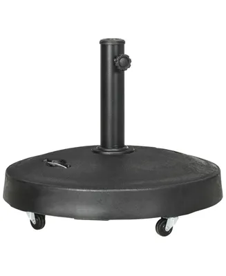 Outsunny 52lbs Resin Patio Umbrella Base with Wheels and Retractable Handles, 20.75" Round Outdoor Umbrella Stand Holder for Parasol Poles 1.5"