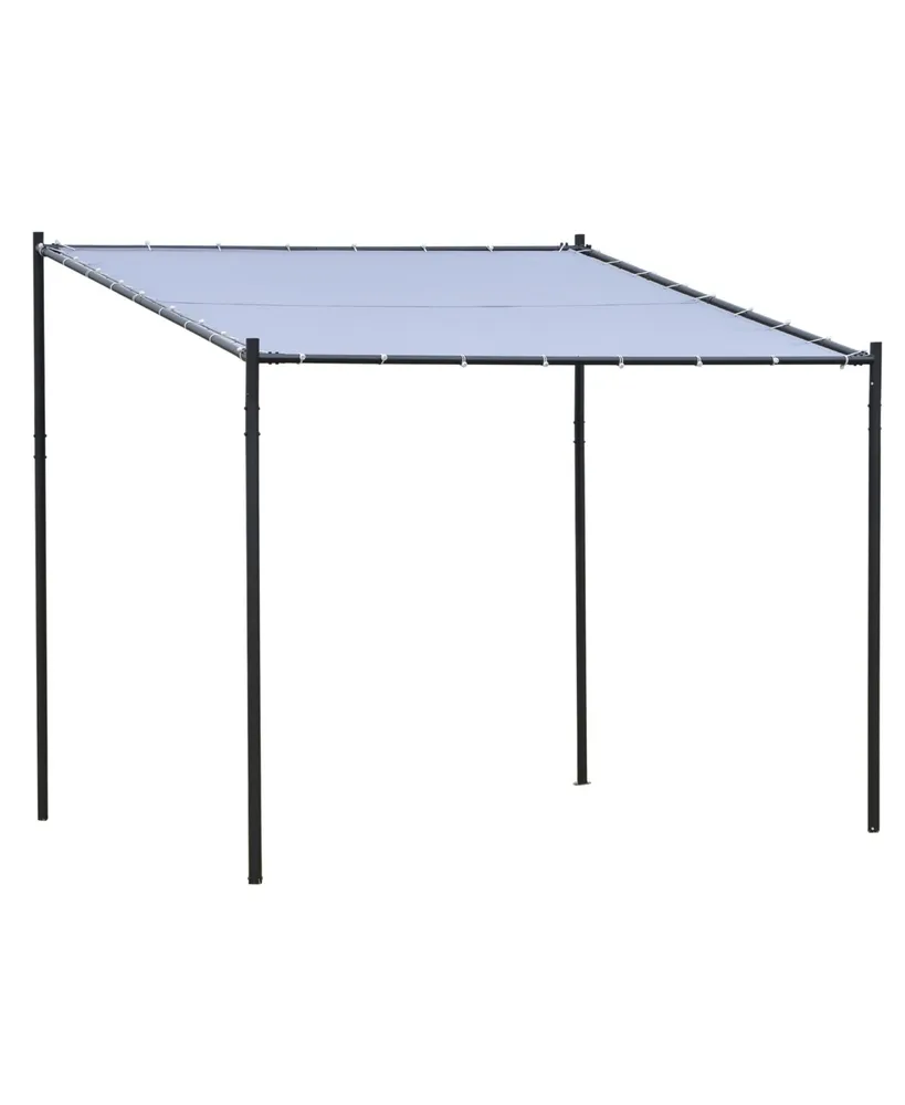 Outsunny 10' x 9' Outdoor Wall Patio Gazebo Canopy with Pvc Coated Polyester Roof, Steel Frame, & Spacious Build, Grey