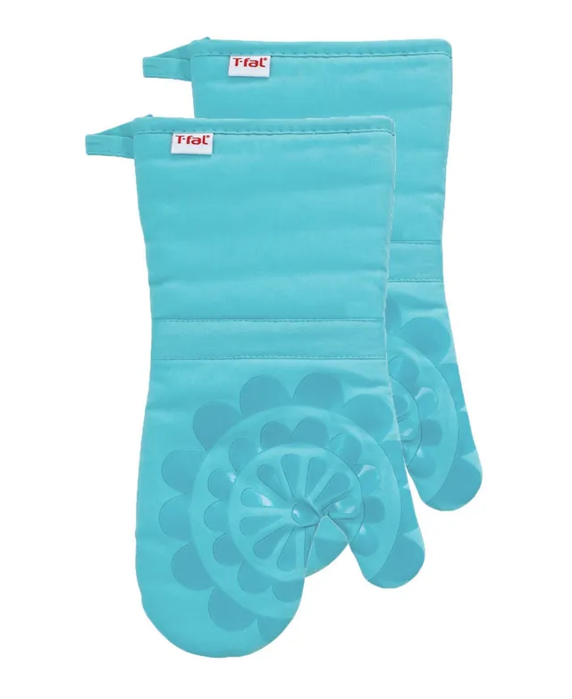 T-Fal Medallion Print Silicone and Cotton Twill Oven Mitt, Set of 2
