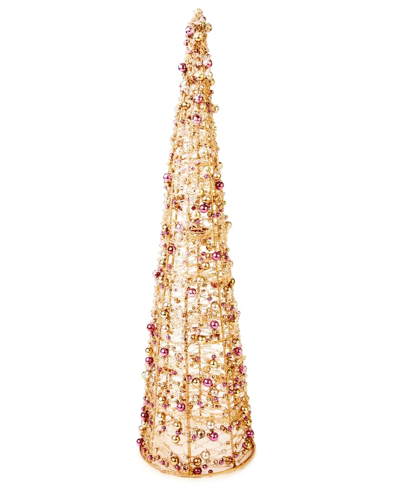 Holiday Lane Sugar Plum Pink 20"H Iron Tree Decoration with Beads, Created for Macy's