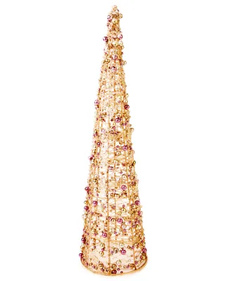 Holiday Lane Sugar Plum Pink 20"H Iron Tree Decoration with Beads, Created for Macy's