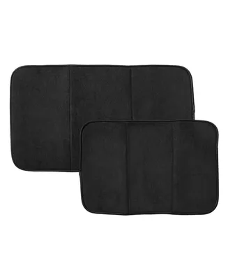 Microfiber Dish Drying Mat Reverses to Mesh, 2 Piece Set, Black 