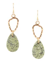 Barse Rose Bronze and Genuine Russian Serpentine Drop Earrings