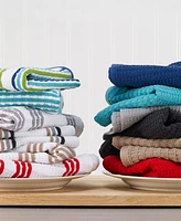 T-Fal Solid and Stripe Waffle Kitchen Towel, Set of 4