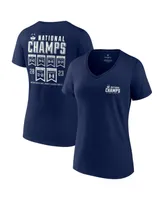 Women's Fanatics Navy UConn Huskies 2023 Ncaa Men's Basketball National Champions Schedule V-Neck T-shirt