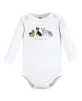 Hudson Baby Girls Cotton Long-Sleeve Bodysuits Dogs -Pack