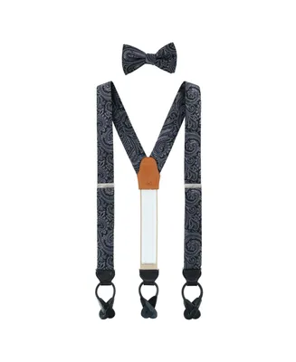 Trafalgar Men's Sobee Paisley Silk Brace and Bow Tie Set